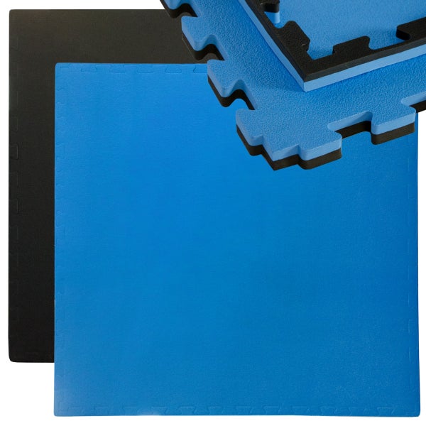 90x90cm XL Trainingsmatte - 25mm dicke Sportmatte mit Rand Schwarz Blau