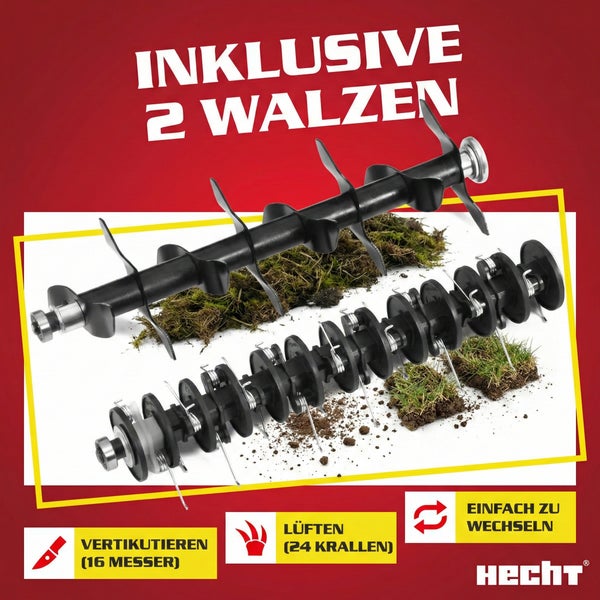 Zwei Walzen für Vertikutierer und Lüfter
