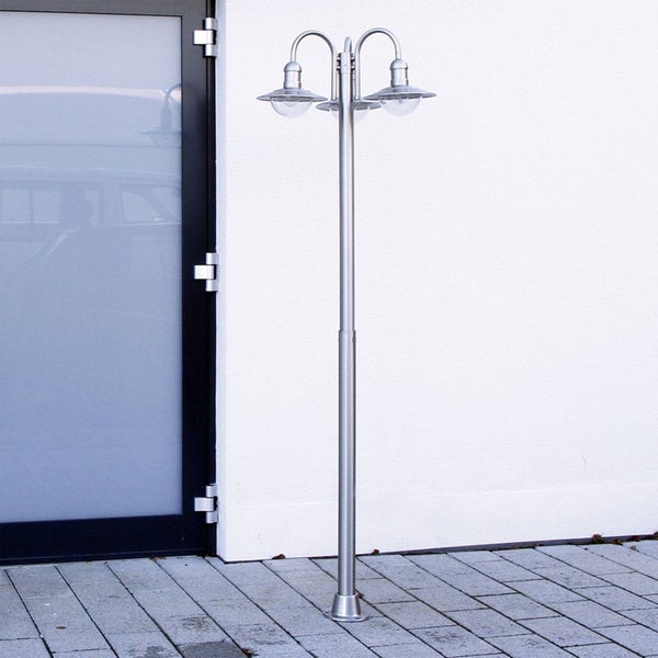 Lindby Mastleuchte außen Damion (spritzwassergeschützt (Modern) in Alu aus Edelstahl (3 flammig, E27) - Kandelaber Außenleuchte