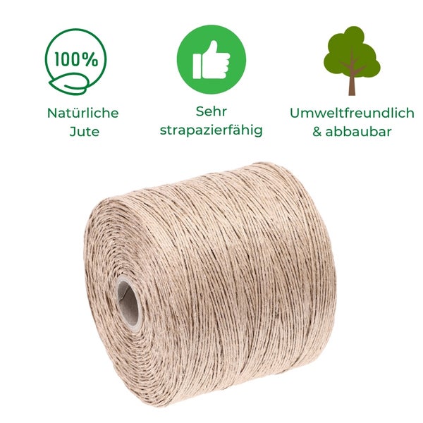 Bindfaden 500 g poliert 500 m Juteschnur Jute Paketschnur Gartenschnur Bastelschnur Garten Garn Kordel Zwirn Pflanzschnur Jutegarn Naturgarn