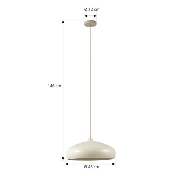 Lindby Pendelleuchte Elover (Modern) in Creme aus Metall (1 flammig, E27) - Deckenlampe Esstischlampe Hängelampe Hängeleuchte Wohnzimmerleuchte