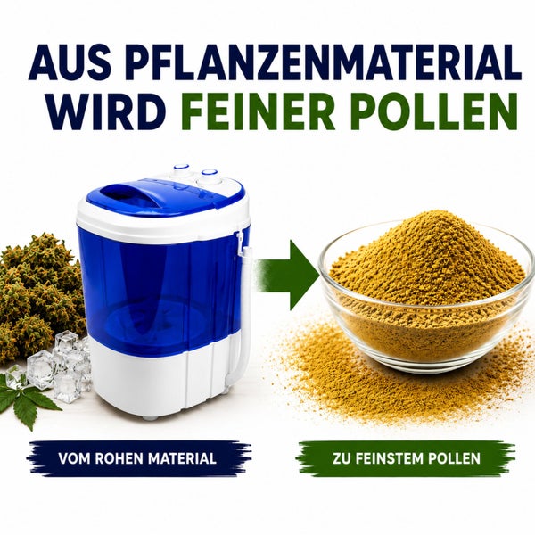 Tragbare Extraktionsmaschine zur Pollengewinnung aus Pflanzenmaterial.