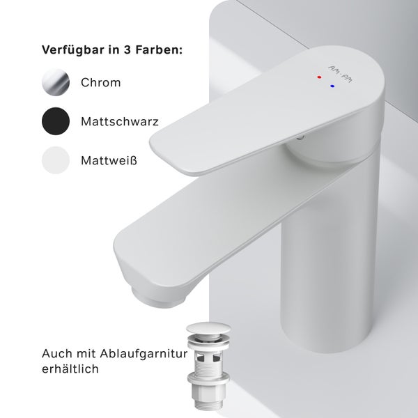 AM.PM Waschtischarmatur mit Einhebelmischer FTA02233 Hit Weiß matt