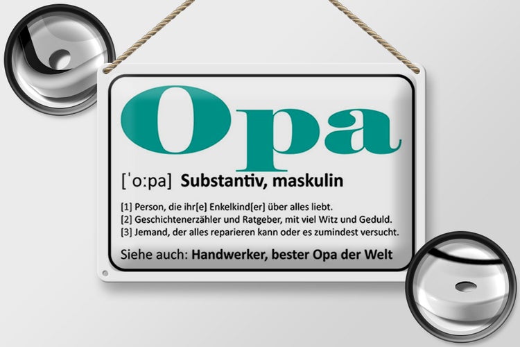 Blechschild Spruch 30x20cm Opa Handwerker bester Opa Welt