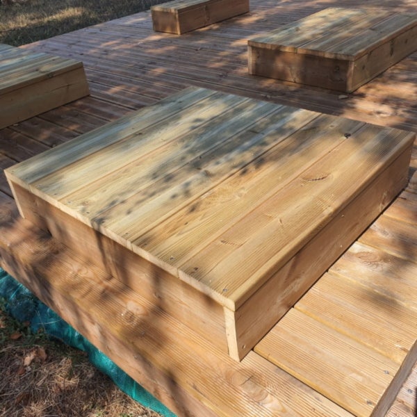 Blockstufen Holz modulierbar-2 Bretter B100cm H17cm