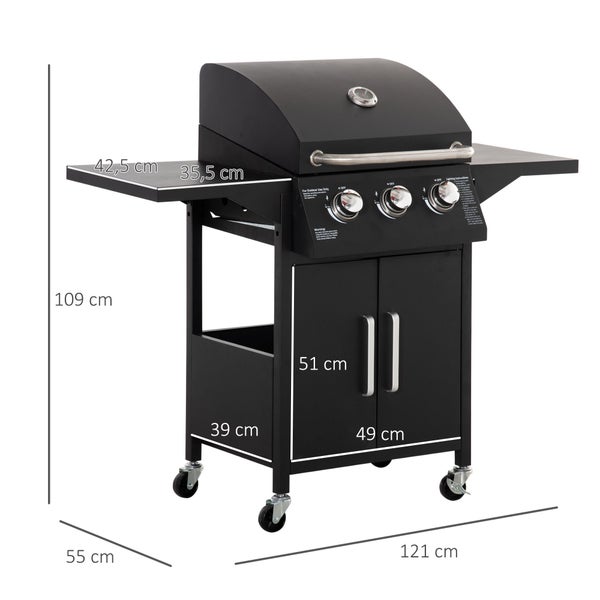 Bbq pro 3 burner gas grill hotsell