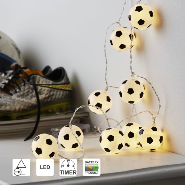Dekorative Lichterkette mit Fußballmotiven für den Innenbereich, LED, mit Timerfunktion, Batteriebetrieb