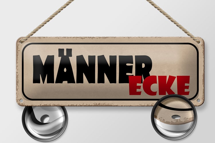 Blechschild Spruch 27x10cm Männer Ecke graues Schild