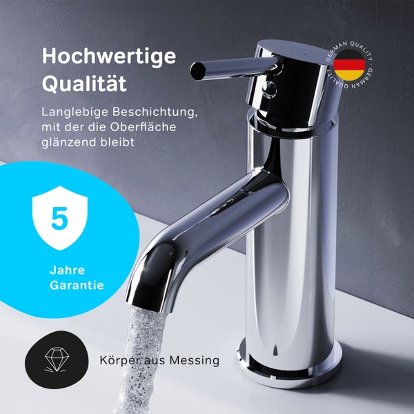 AM.PM Waschtischarmatur mit Einhebelmischer mit Klick-Ablaufgarnitur FPA82100 Spike