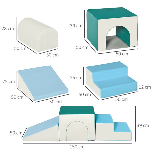 HOMCOM 2er-Set Bausteine, 150L x 50B x 39H cm, Kunstleder, EPE-Schaumstoff, Grau