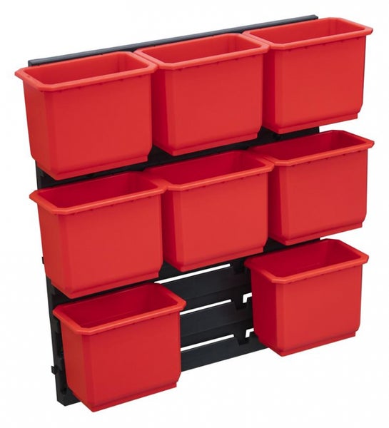 PROREGAL Tinker Kleinteilewandregal mit 8 Sortimentskästen schwarz/rot HxBxT 40x40x25cm