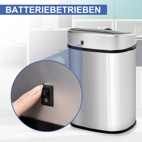 HOMCOM, Automatik Mülleimer, Abfalleimer, 40,5L x 29,5B x 57H cm, Edelstahl, ABS, Silber