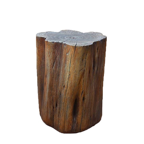 Hocker in Baumstammoptik aus wetterfestem Material fuer Garten und Terrasse.