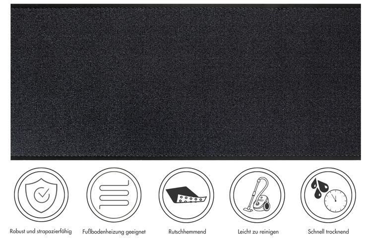 Fußmatte Easy Läufer 90 x 250 cm in Anthrazit