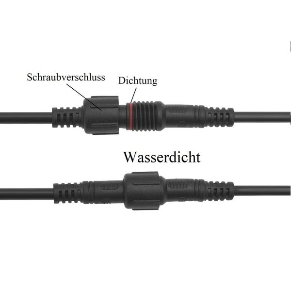 Wasserdichte Steckverbindung mit Schraubverschluss und Dichtung für elektrische Kabel