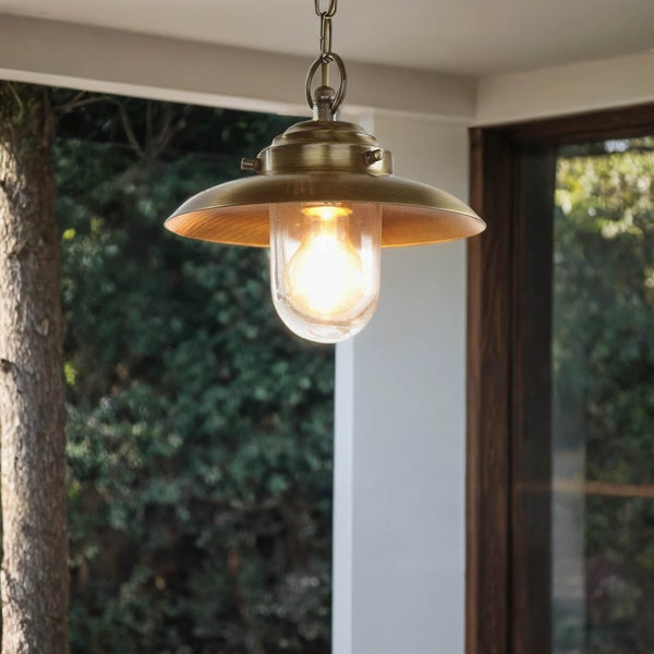 Hängelampe aus Metall und Glas für den Außenbereich