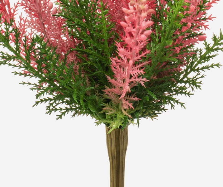 Künstlicher Erika-Busch mit rosa Blüten und grünem Laub am Stiel für die Dekoration.