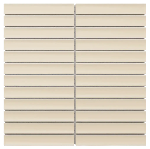 Stäbchenmosaik aus Keramik in Beige mit glänzender Oberfläche