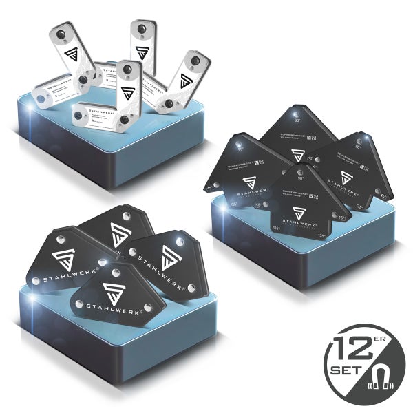 STAHLWERK 4er Set Schweißmagnete je 11,3 kg (25 lbs), 45°/90°/135