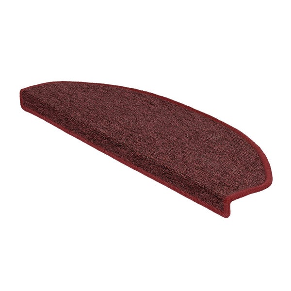 FLOORDIREKT Stufenmatte London - mit Umkettelung - Weinrot - Halbrund - 23,5 x 65 cm