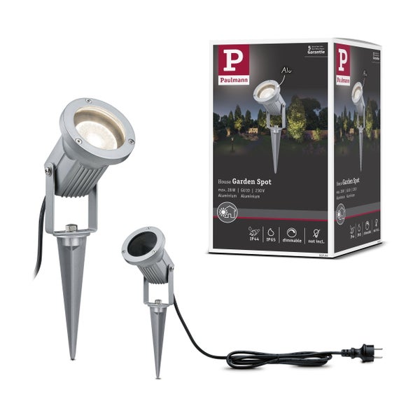 LED Gartenstrahler IP65 rund 98 mm max. 28W 230V Alu Aluminium