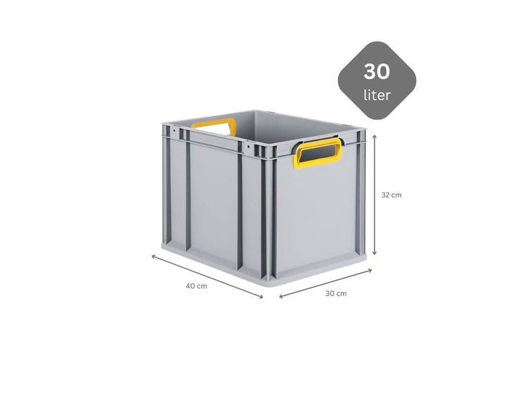 PROREGAL Eurobox Nextgen Color HxBxT 32 x 30 x 40 cm 30 Liter Griffe Gelb Offen Glatter Boden Eurobehälter Transportbox