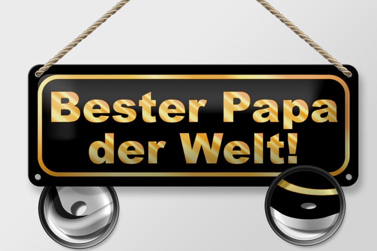 Blechschild Spruch 27x10cm Bester Papa der Welt Dekoration