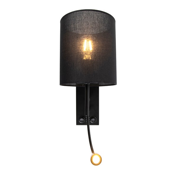 Schwarze Wandleuchte mit Leselampe