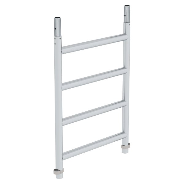 Vertikalrahmen für ein Gerüst mit vier Sprossen aus Aluminium.