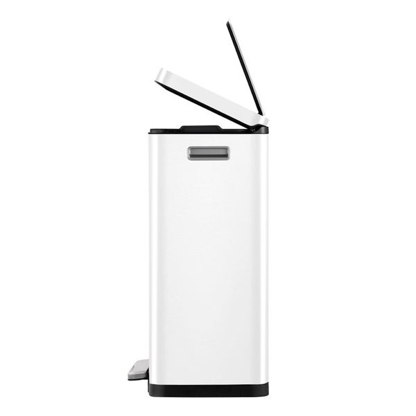 PROREGAL Stilvoller Rechteckiger Treteimer Mit Extra Breitem Pedal & Gedämpften Stay Open Deckel HxBxT 63,7 x 36,2 x 29,7 cm 30 Liter Weiß