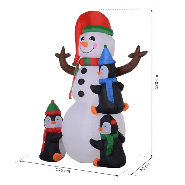 Aufblasbarer Schneemann mit Pinguinen und Zubehör
