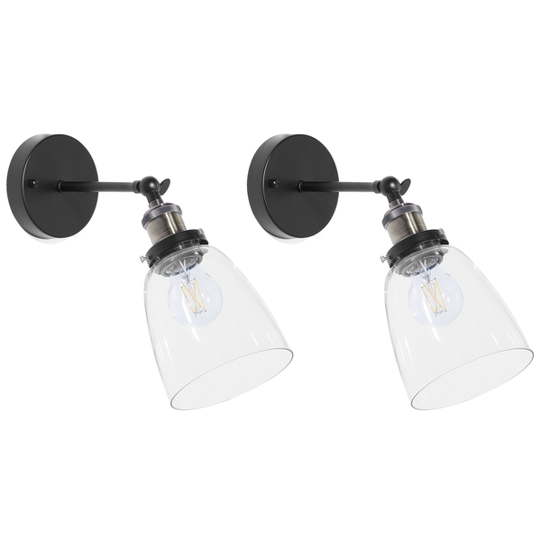 Wandlampe 2er Set LOVAT verstellbar Metall Transparent Schwarz