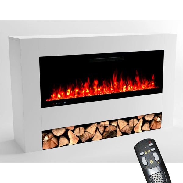 Glow Fire Elektrokamin 'Hermes 127' | LED Standkamin in weiß mit Heizung (1500 W) | HxBxT: 96 x 156 x 38 cm