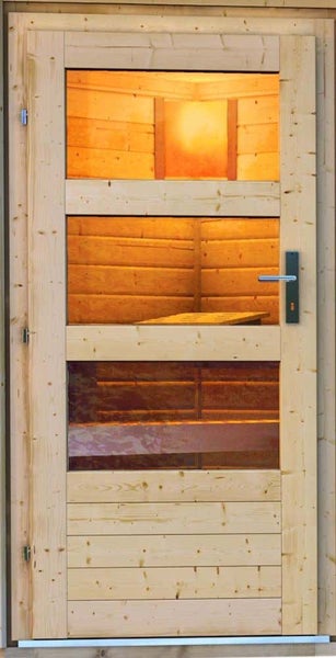 FinnTherm Saunahaus Pure aus Holz Gartensauna mit 38 mm Wandstärke Sauna Außensauna Pultdach