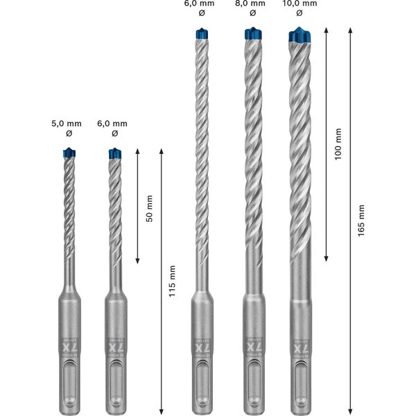 Bosch Expert SDS plus-7X Hammerbohrer-Set 5/6/6/8/10 mm 5tlg. - 2608900197