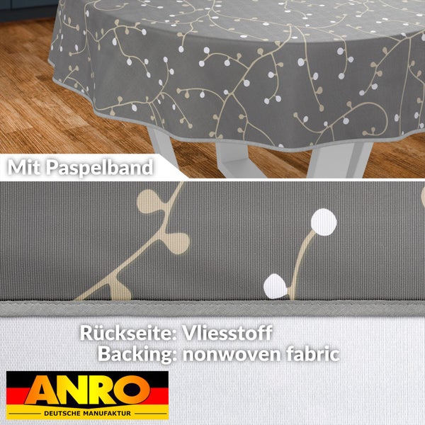 Tischdecke mit Paspelband und Vliesstoffrückseite