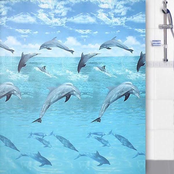 Duschvorhang mit Delfinmotiv im Meer