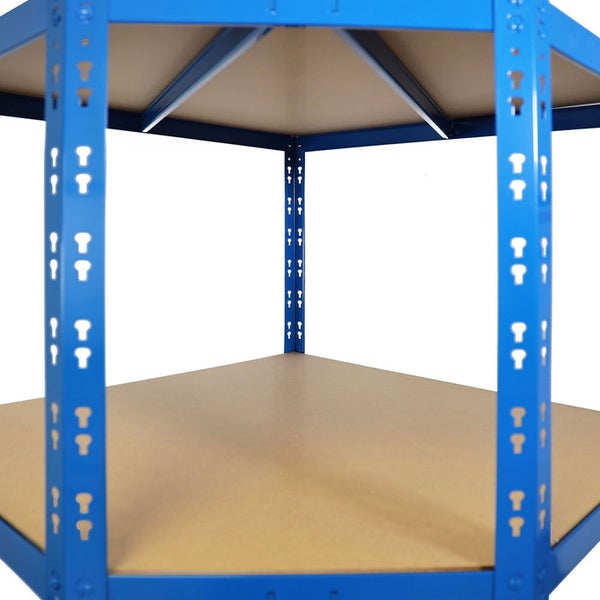 FLOORDIREKT Eckregal - Hohe Traglast - Viel Stauraum - Individuell einsetzbar - Blau - 180 x 90 x 42 x 60 cm
