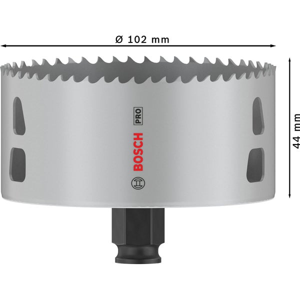 Bosch Pro Lochsäge mit Durchmesser 102 Millimeter und Höhe 44 Millimeter
