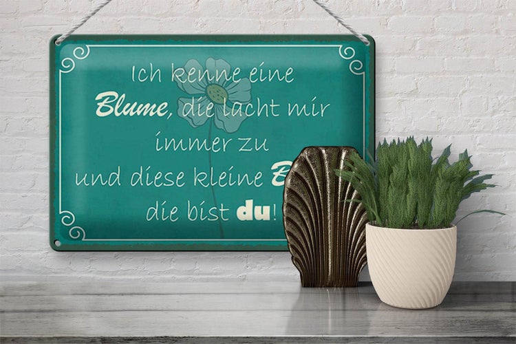 Blechschild Spruch 30x20cm ich kenne eine Blume die bist du