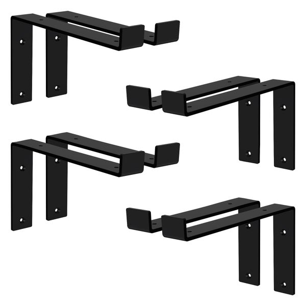 ML-Design 8 Stück Regalhalterung, 25x4x14,5 cm, Schwarz, Metall, 10 Zoll Regalhalterungen, Industrielle Regalwinkel, Regalträger für Wandmontage, 90 Grad Wandhalterung, L-Form Wandregal, mit Schrauben