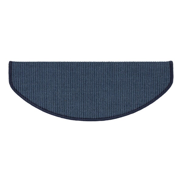 FLOORDIREKT Premium Sisal-Stufenmatte - Umkettelt & Selbstklebend - Halbrund - Blau - 23,5 x 65 cm
