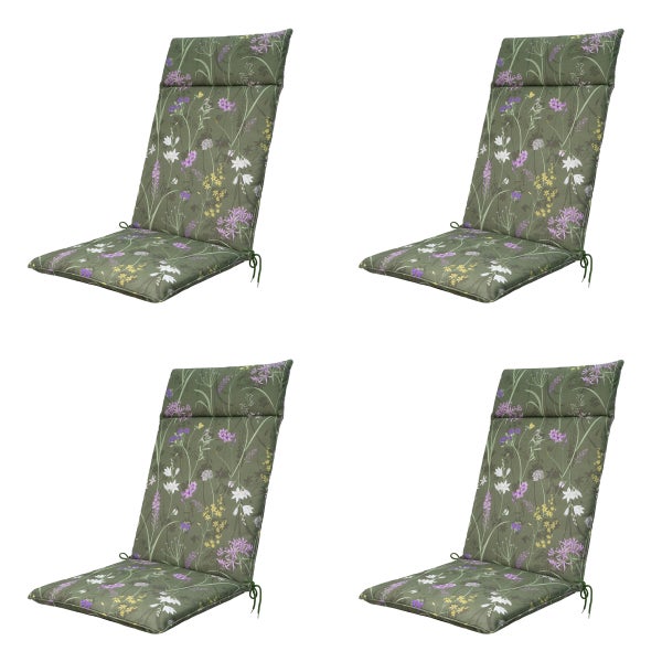 Hochlehnerauflage Donna grün Canvas Eco+ - Ca. 120x50 cm - 4er-Set