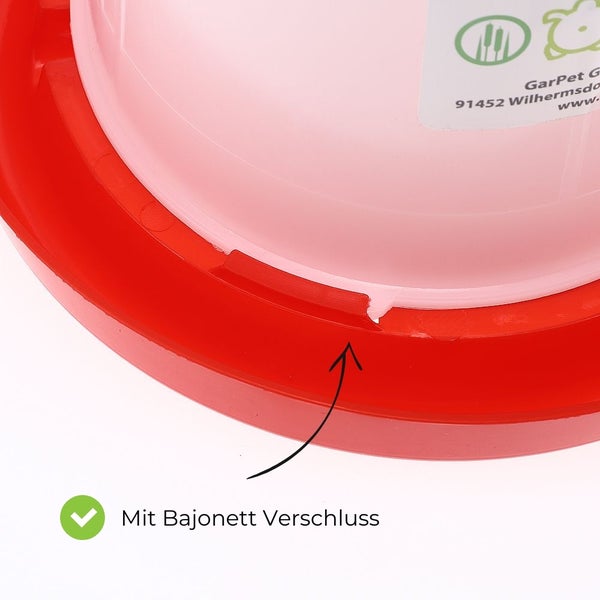 Detailaufnahme eines Futterautomaten mit Bajonettverschluss