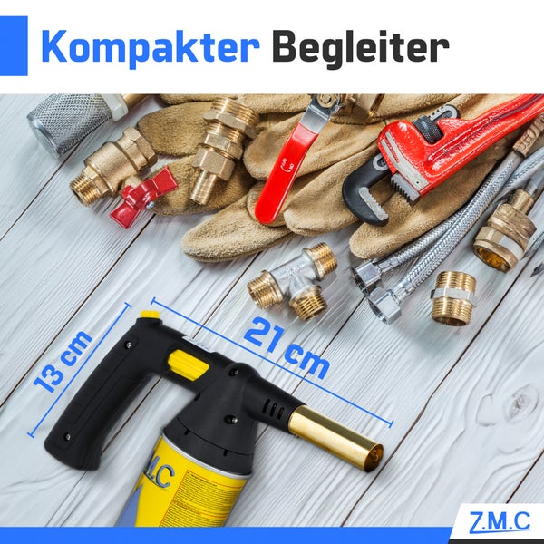 Lötbrenner Gasanzünder Gasbrenner Bunsenbrenner Lötlampe + 8x Gaskartuschen 227g MSF-1a mit Piezozündung Gasbrenneraufsatz Flambierbrenner Flammspritzpistole Lötpistole für BBQ,Kochen,Camping,Löten