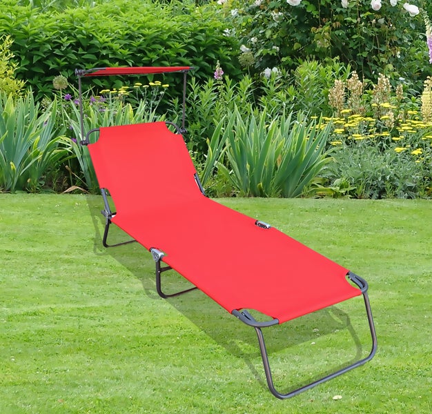 Sonnenliege Liegestuhl klappbar Gartenliege Dach