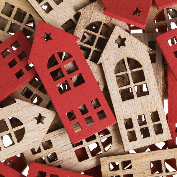 Dekorative Häuser aus Holz für Weihnachtsdekoration