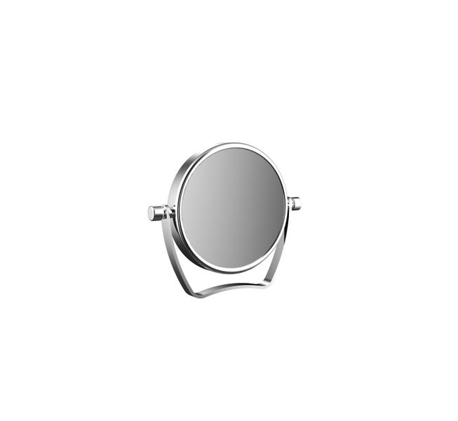 Calmwaters Reisespiegel, 5/1-fach Vergrößerung, chrom, rund, zweiseitige Spiegelfläche, Kristallglas, Metallhalterung, Ø 83 mm, Artikelnummer 80BS6255