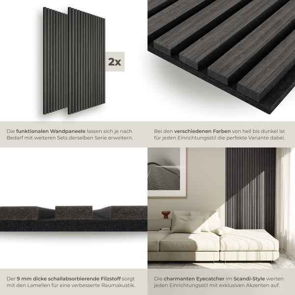 Zwei Holzpaneele zur Wandgestaltung