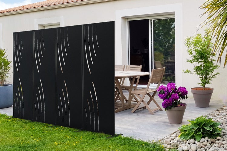 Set mit 2 dekorativen Paneelen VELETA Schwarz H.160cm, linke Seite mit Mustern